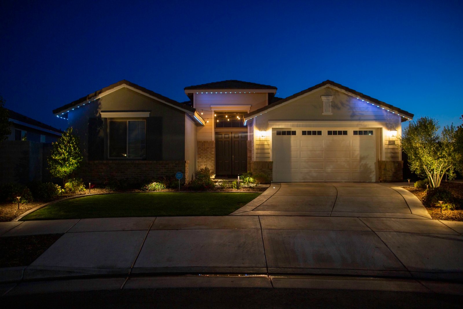 Architectural exterior lighting on a home