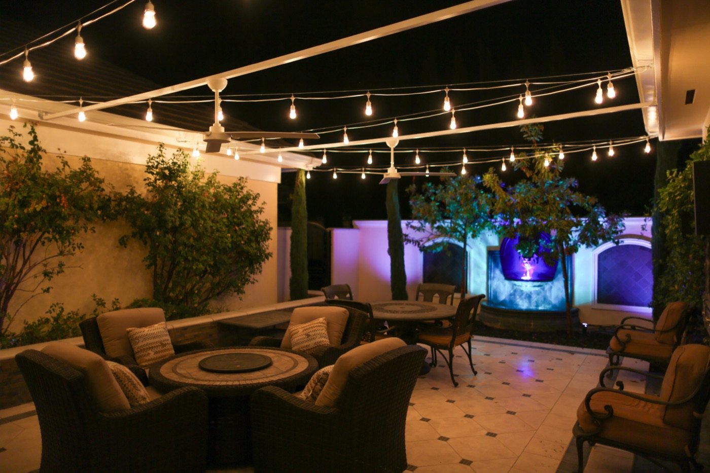 Patio with Italian string lights