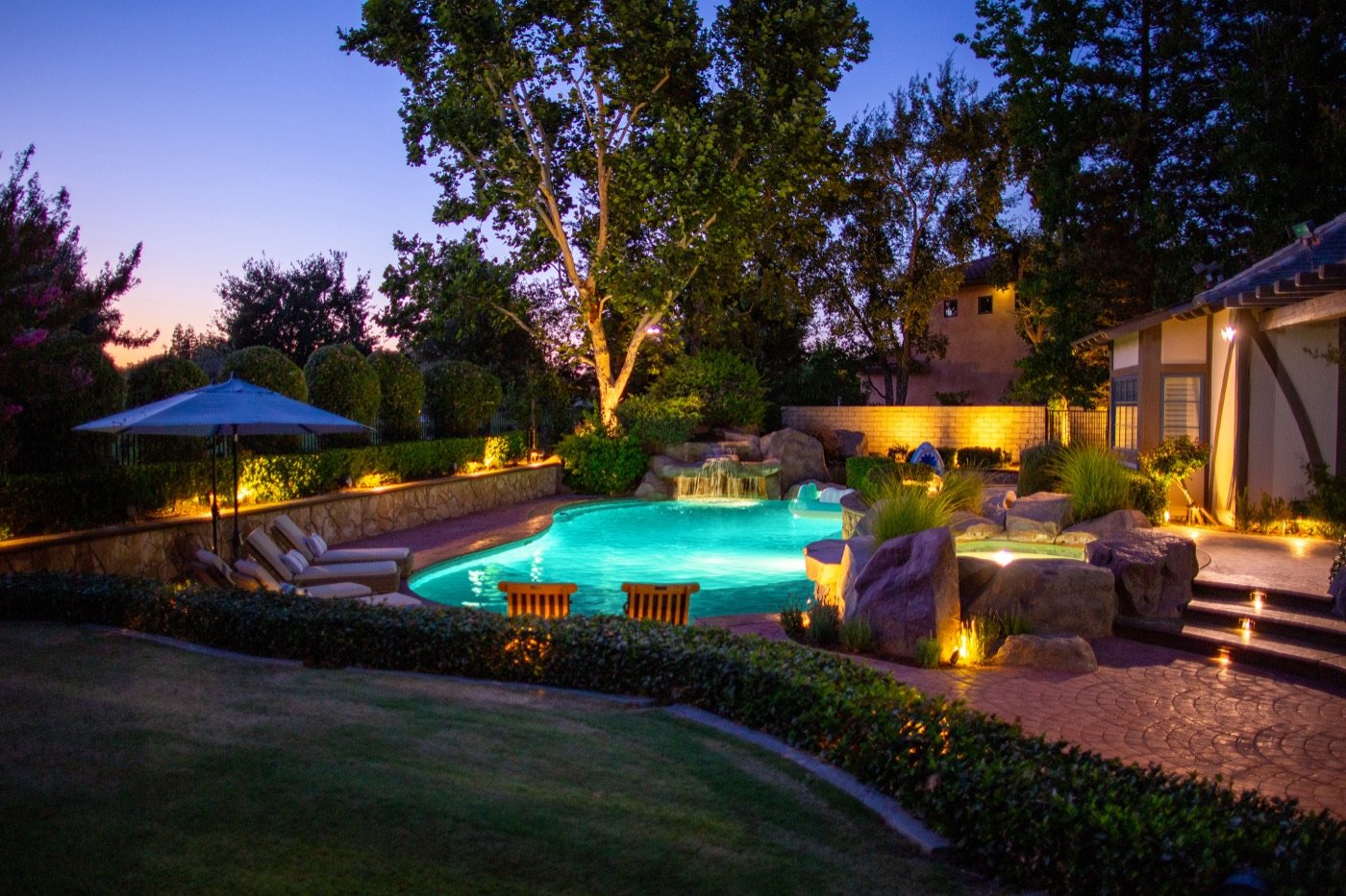 Pool area lighting and landscape lights